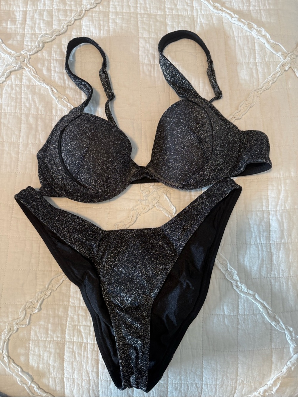 triangl swimwear Black Shimmery Underwire Bra & Bikini Set size: M, never worn